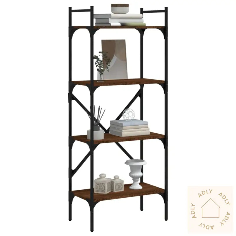 Bokhylle 4 Etasjer Brun Eik 56X31,5X138,5 Cm Konstruert Tre