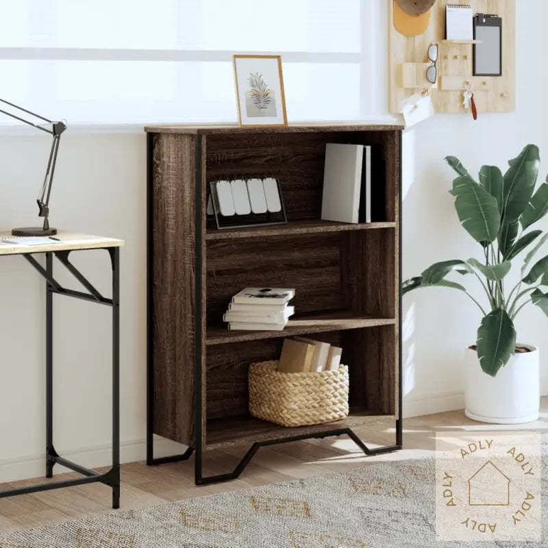 Bokhylle Brun Eik 80X31X106 Cm Konstruert Tre