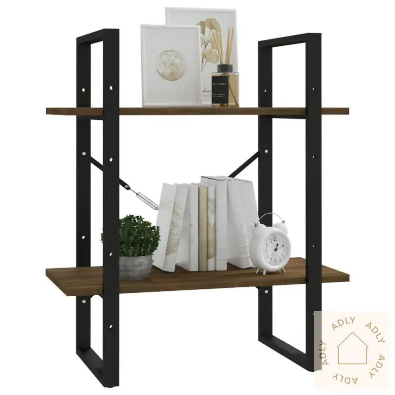 Bokhylle 2 Etasjer Brun Eik 60X30X70 Cm Konstruert Tre