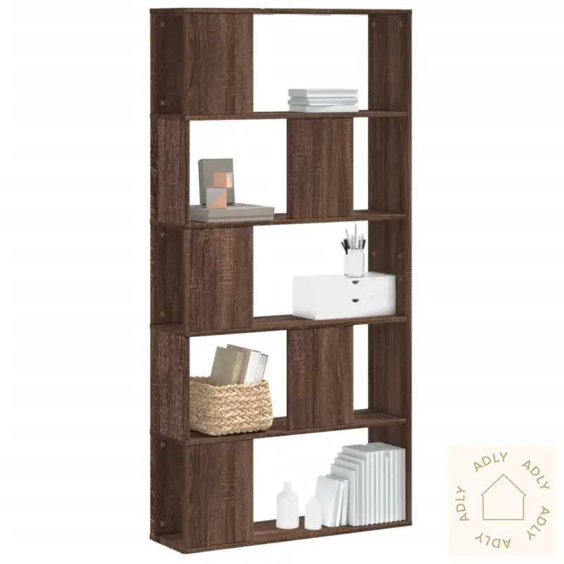 Bokhylle 5 Etasjer Brun Eik 80,5X23,5X162,5 Cm Konstruert Tre