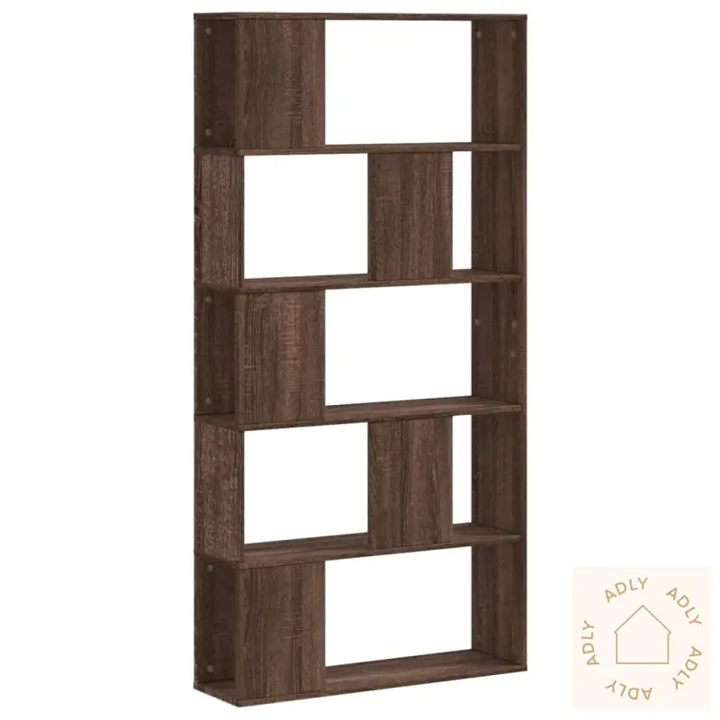 Bokhylle 5 Etasjer Brun Eik 80,5X23,5X162,5 Cm Konstruert Tre