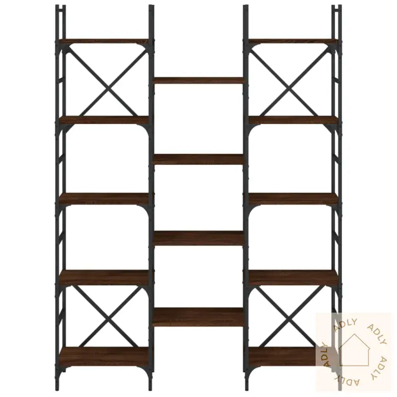 Bokhylle Brun Eik 127,5X28,5X172,5 Cm Konstruert Tre