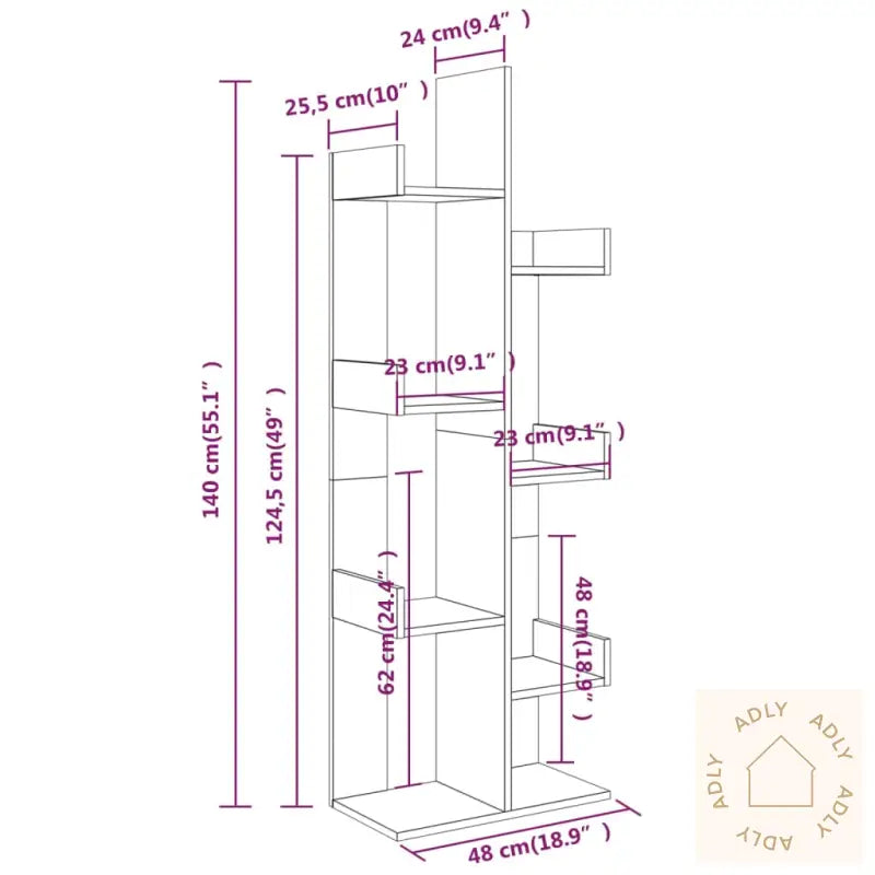 Bokhylle 48X25,5X140 Cm Brun Eik Konstruert Tre