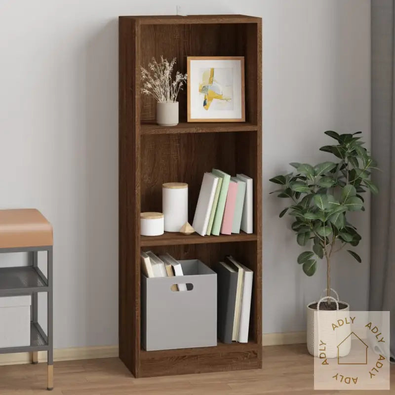 Bokhylle 3 Etasjer Brun Eik 40X24X109 Cm Konstruert Tre