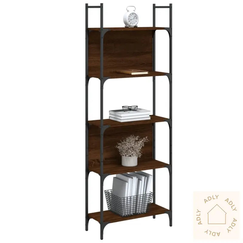 Bokhylle 5 Etasjer Brun Eik 60,5X24X166,5 Cm Konstruert Tre