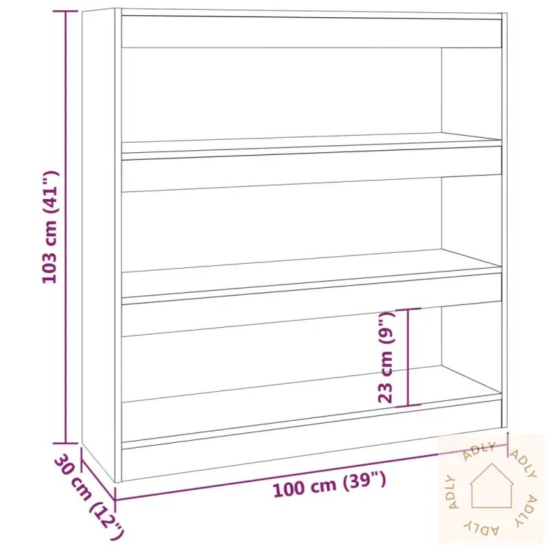 Bokhylle/Romdeler Brun Eik 100X30X103 Cm