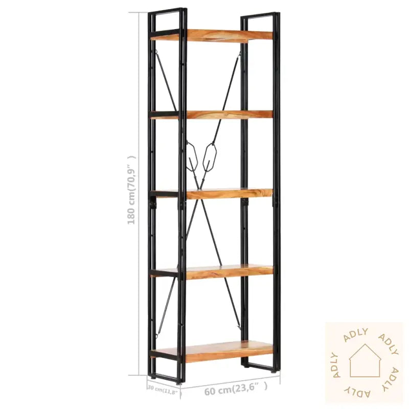 Bokhylle 5 Etasjer 60X30X180 Cm Heltre Akasie