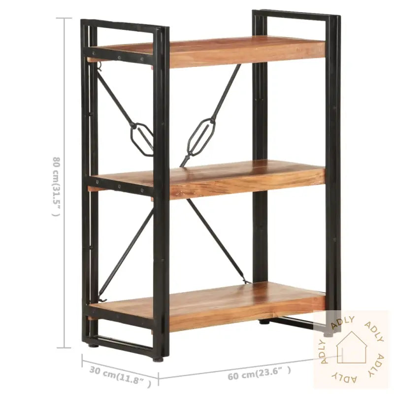 Bokhylle 3 Etasjer 60X30X80 Cm Heltre Akasie