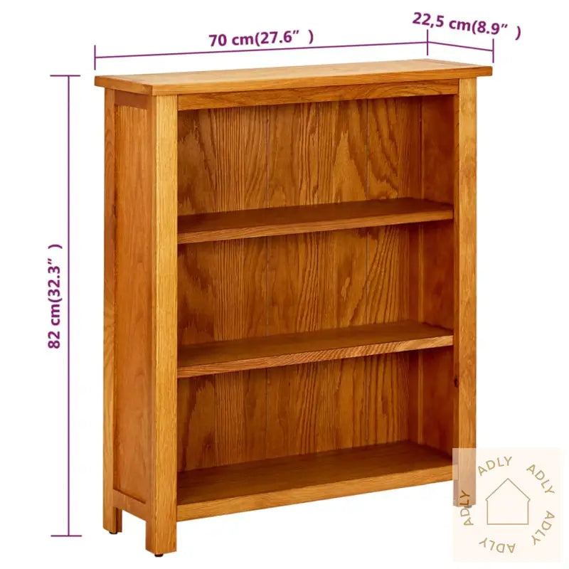 3-Etasjers Bokhylle 70X22,5X82 Cm Heltre Eik