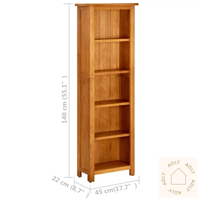 Bokhylle 5 Etasjer 45X22X140 Cm Heltre Eik