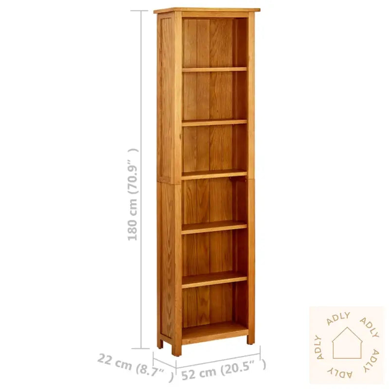 Bokhylle 6 Etasjer 52X22X180 Cm Heltre Eik