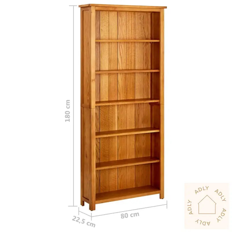 6-Etasjers Bokhylle 80X22,5X180 Cm Heltre Eik