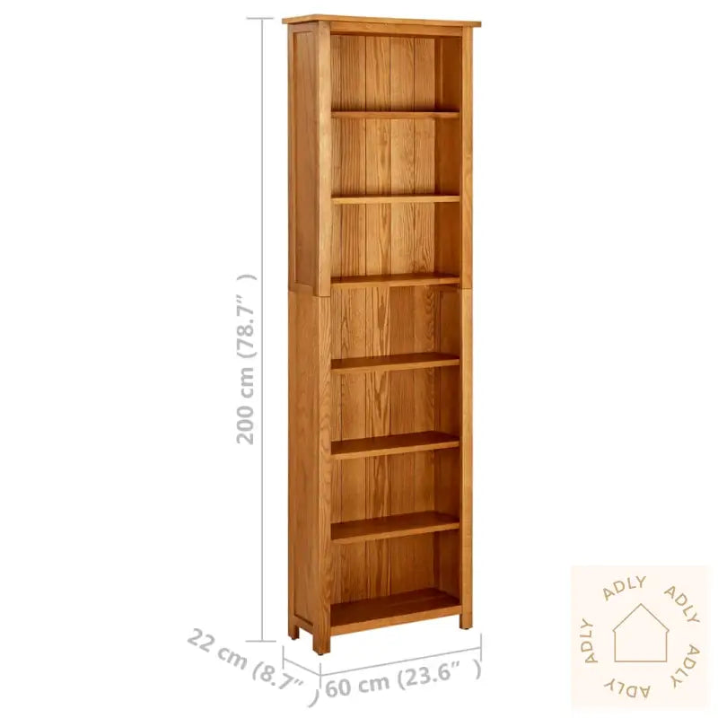 Bokhylle 7 Etasjer 60X22X200 Cm Heltre Eik
