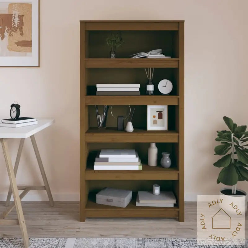 Bokhylle Honningbrun 80X35X154 Cm Heltre Furu