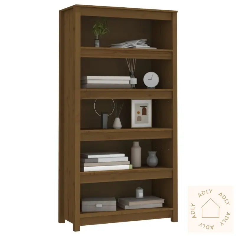 Bokhylle Honningbrun 80X35X154 Cm Heltre Furu