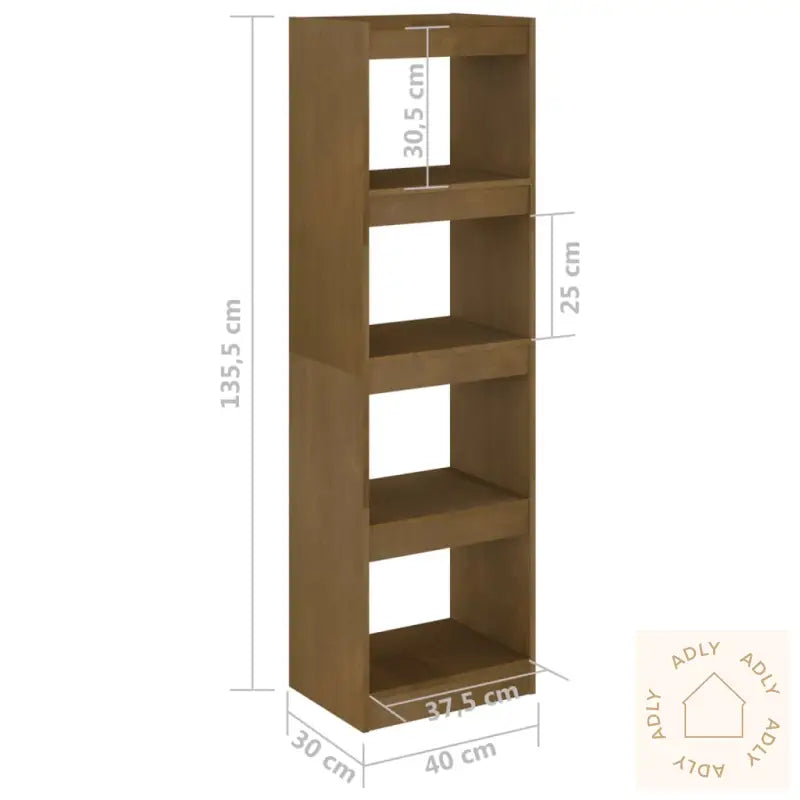 Bokhylle/Romdeler Honningbrun 40X30X135,5 Cm Heltre Furu