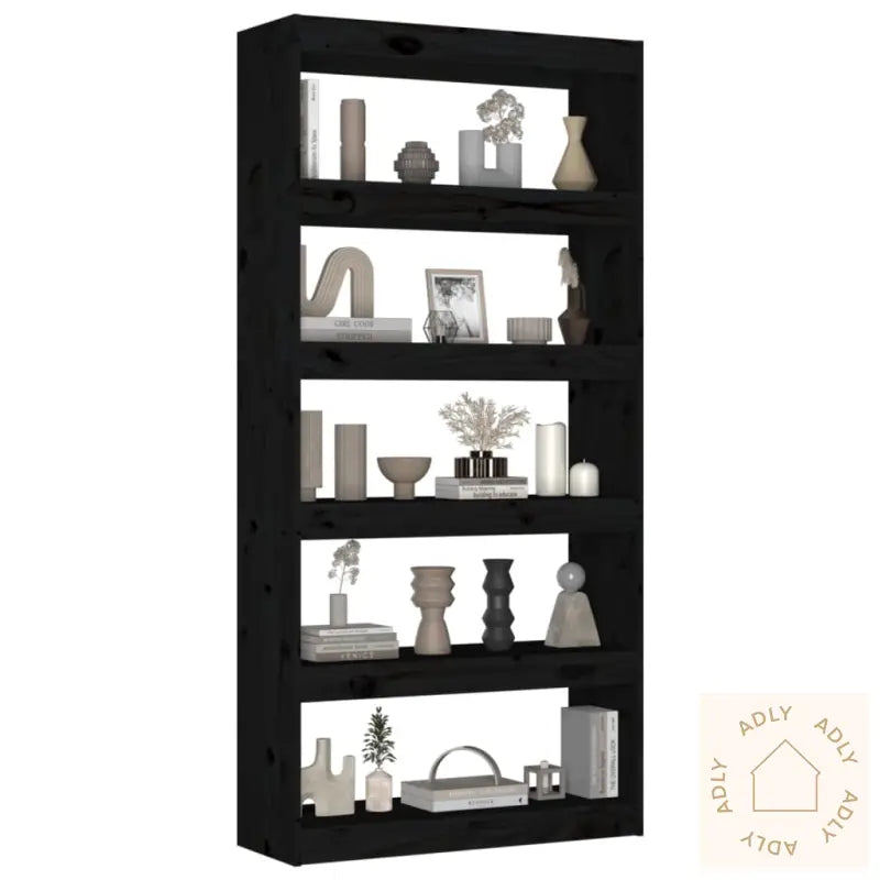 Bokhylle/Romdeler Svart 80X30X167,4 Cm Heltre Furu