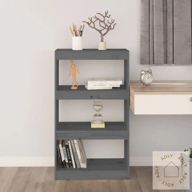 Bokhylle/Romdeler Grå 60X30X103,5 Cm Heltre Furu