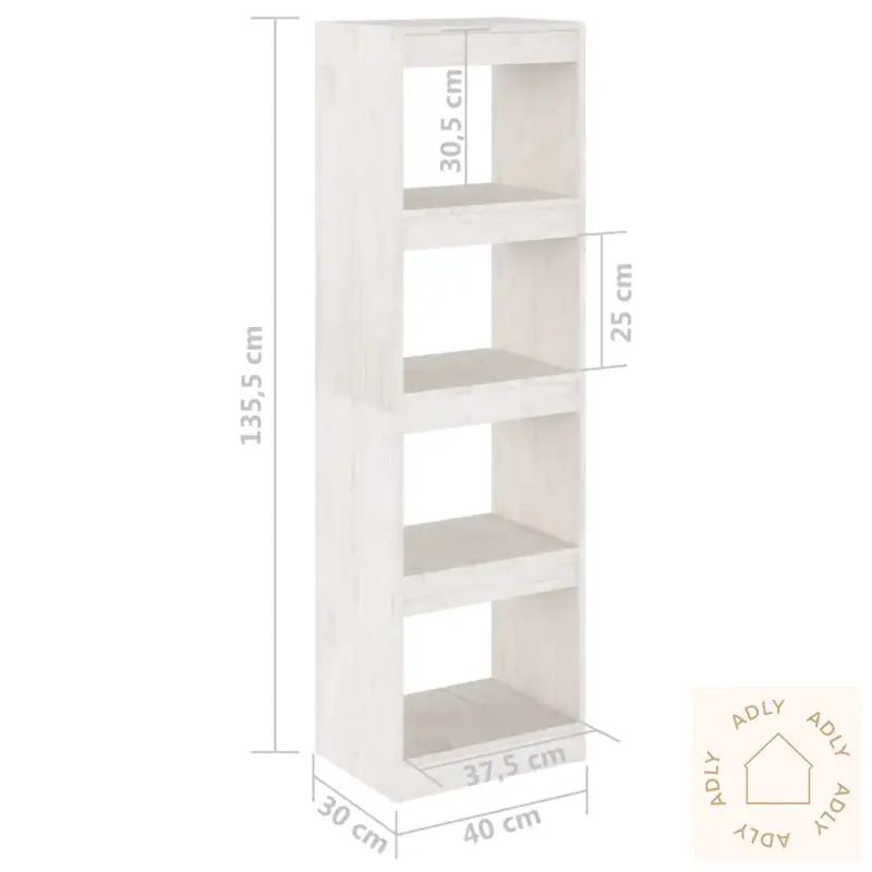 Bokhylle/Romdeler Hvit 40X30X135,5 Cm Heltre Furu