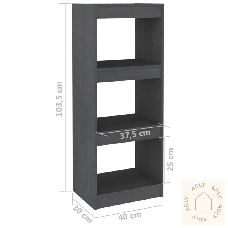 Bokhylle/Romdeler Grå 40X30X103,5 Cm Heltre Furu