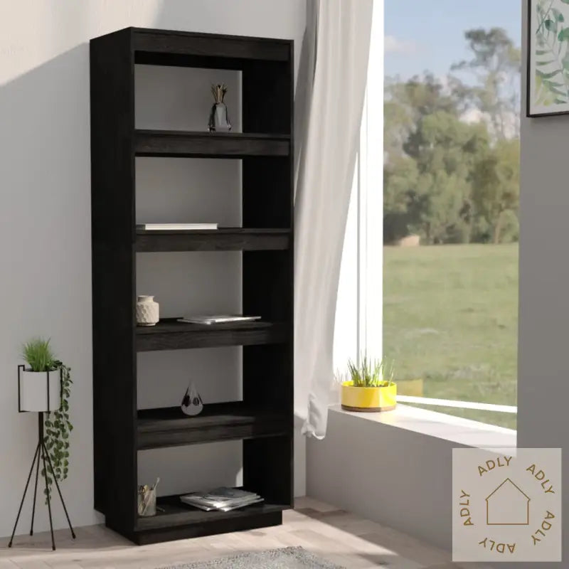 Bokhylle/Romdeler Svart 60X35X167 Cm Heltre Furu