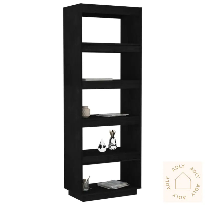 Bokhylle/Romdeler Svart 60X35X167 Cm Heltre Furu