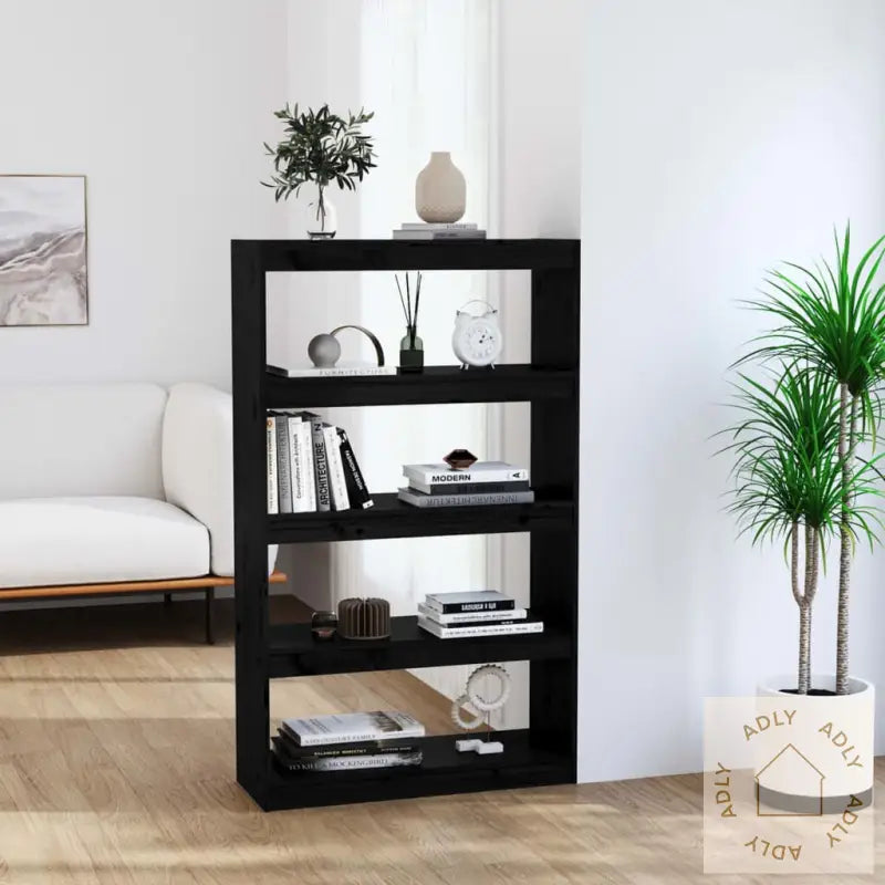 Bokhylle/Romdeler Svart 80X30X135,5 Cm Heltre Furu