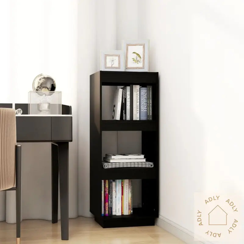 Bokhylle/Romdeler Svart 40X35X103 Cm Heltre Furu