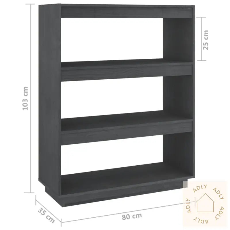 Bokhylle/Romdeler Grå 80X35X103 Cm Heltre Furu