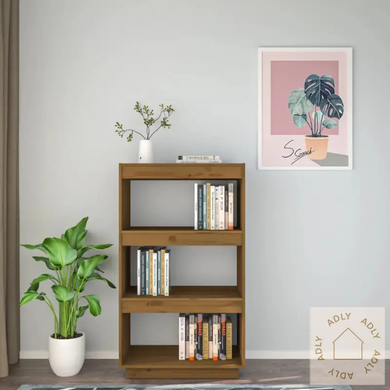 Bokhylle/Romdeler Honningbrun 60X35X103 Cm Heltre Furu