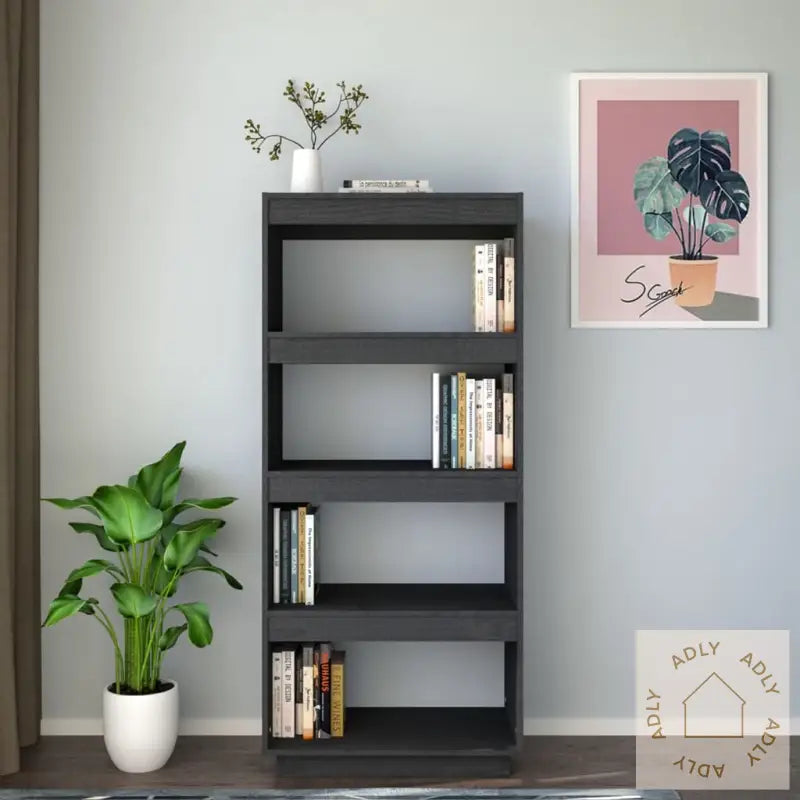 Bokhylle/Romdeler Grå 60X35X135 Cm Heltre Furu