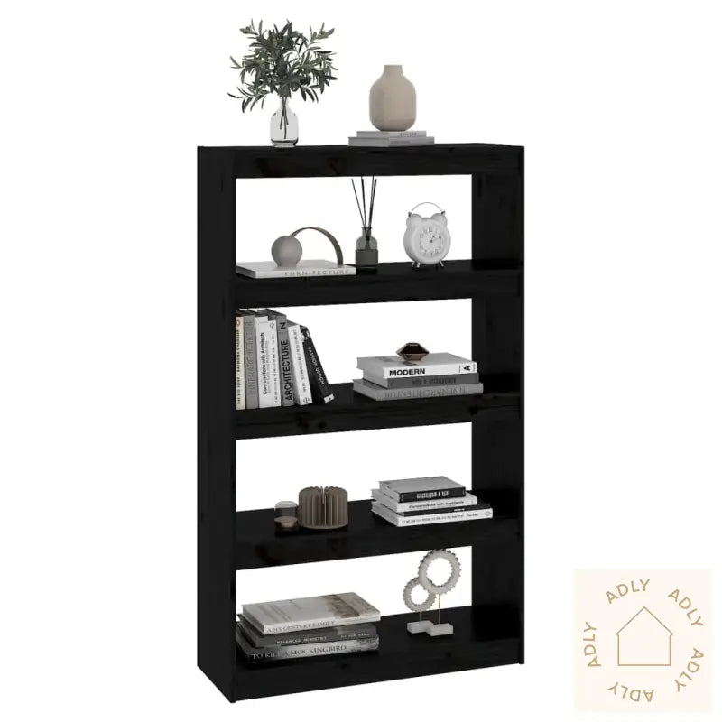 Bokhylle/Romdeler Svart 80X30X135,5 Cm Heltre Furu