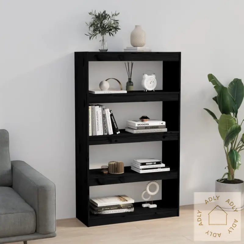 Bokhylle/Romdeler Svart 80X30X135,5 Cm Heltre Furu