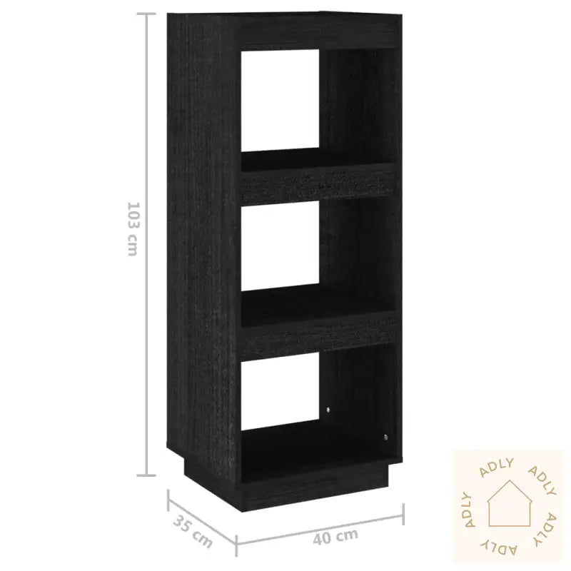 Bokhylle/Romdeler Svart 40X35X103 Cm Heltre Furu