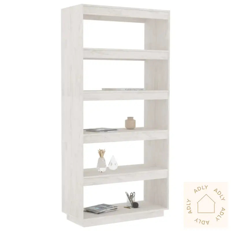 Bokhylle/Romdeler Hvit 80X35X167 Cm Heltre Furu
