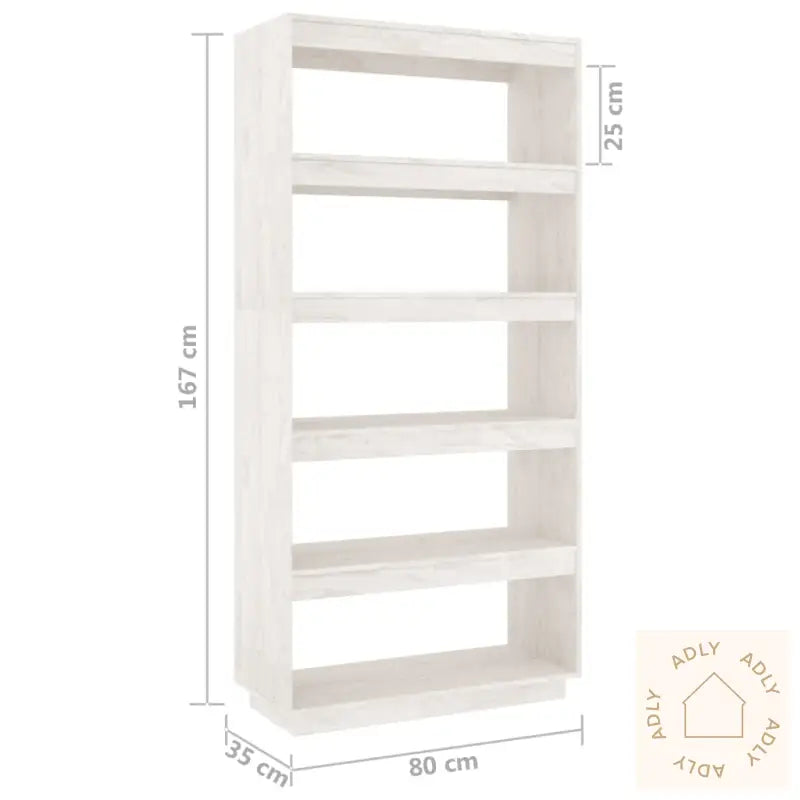 Bokhylle/Romdeler Hvit 80X35X167 Cm Heltre Furu