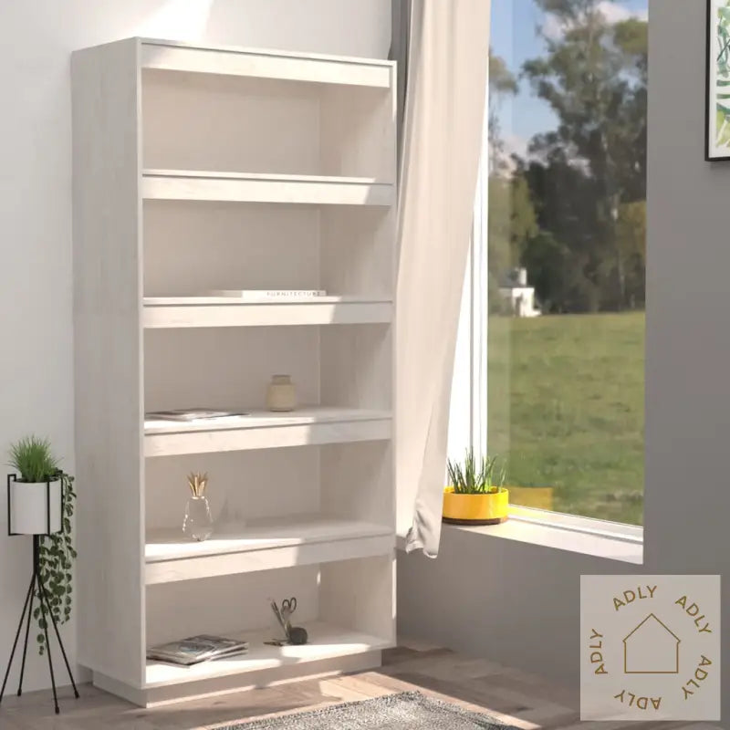 Bokhylle/Romdeler Hvit 80X35X167 Cm Heltre Furu