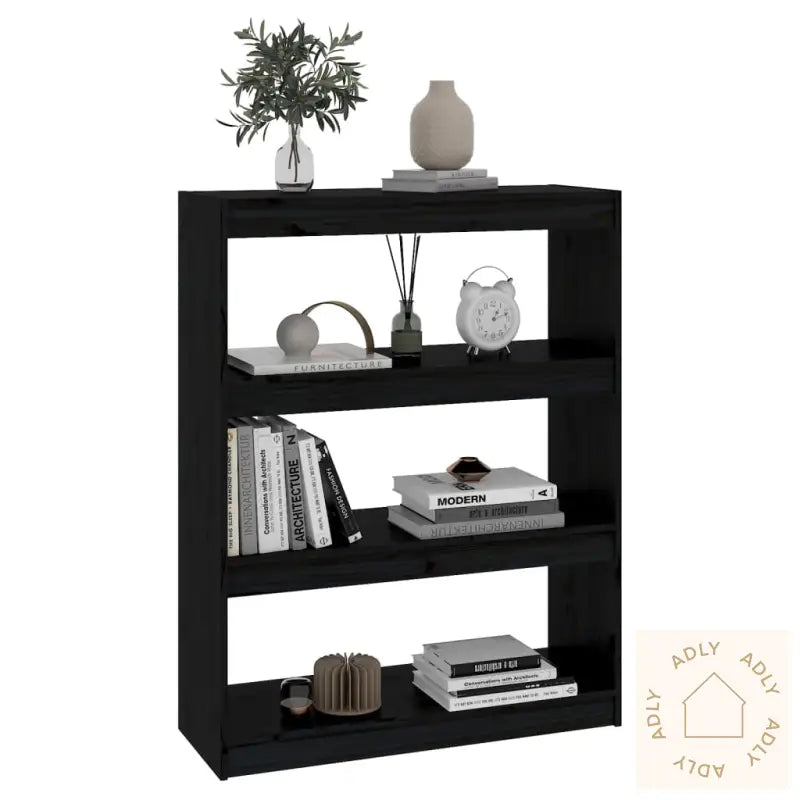 Bokhylle/Romdeler Svart 80X30X103,5 Cm Heltre Furu