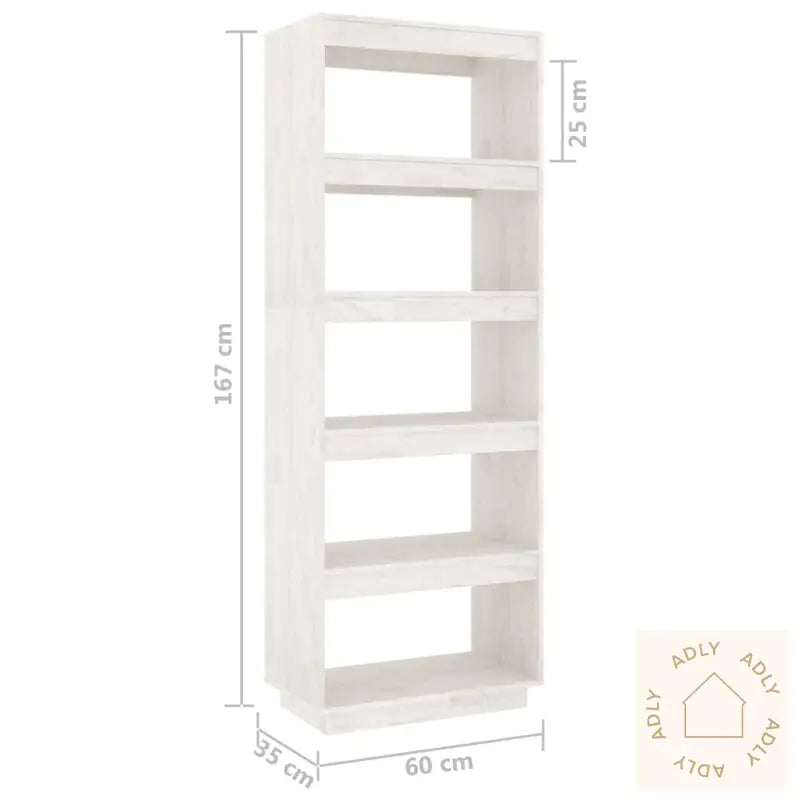 Bokhylle/Romdeler Hvit 60X35X167 Cm Heltre Furu