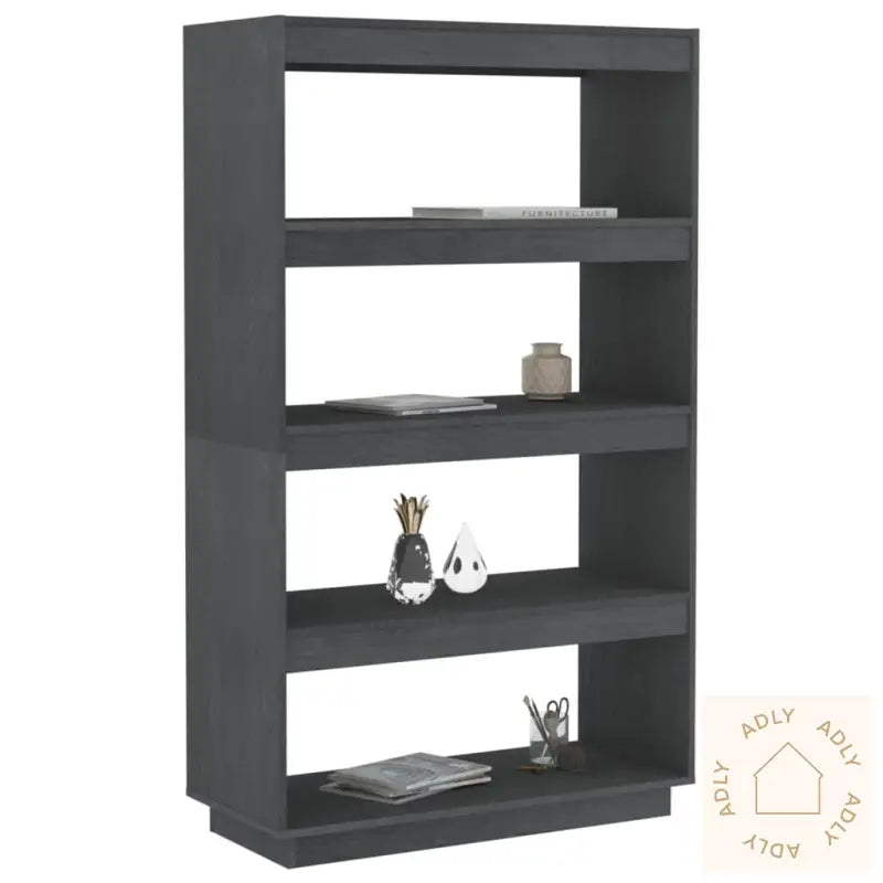 Bokhylle/Romdeler Grå 80X35X135 Cm Heltre Furu