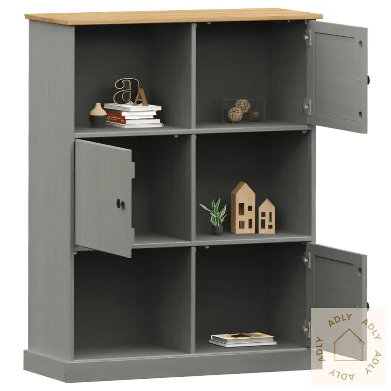 Bokhylle Vigo Grå 90X35X114,5 Cm Heltre Furu