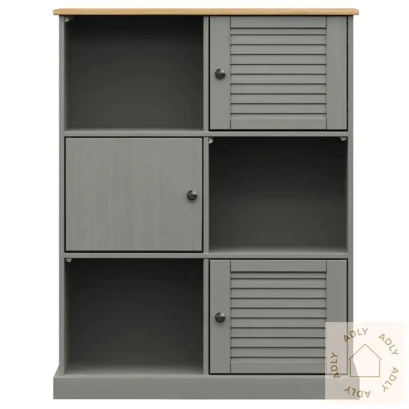 Bokhylle Vigo Grå 90X35X114,5 Cm Heltre Furu