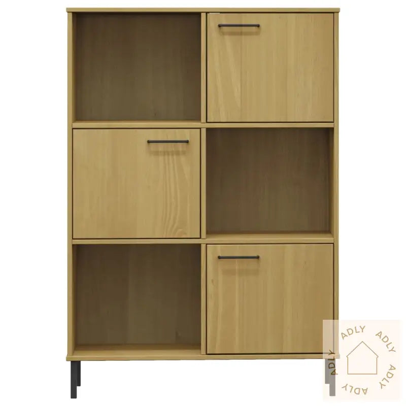 Bokhylle Med Metallben Brun 90X35X128,5 Cm Heltre Oslo