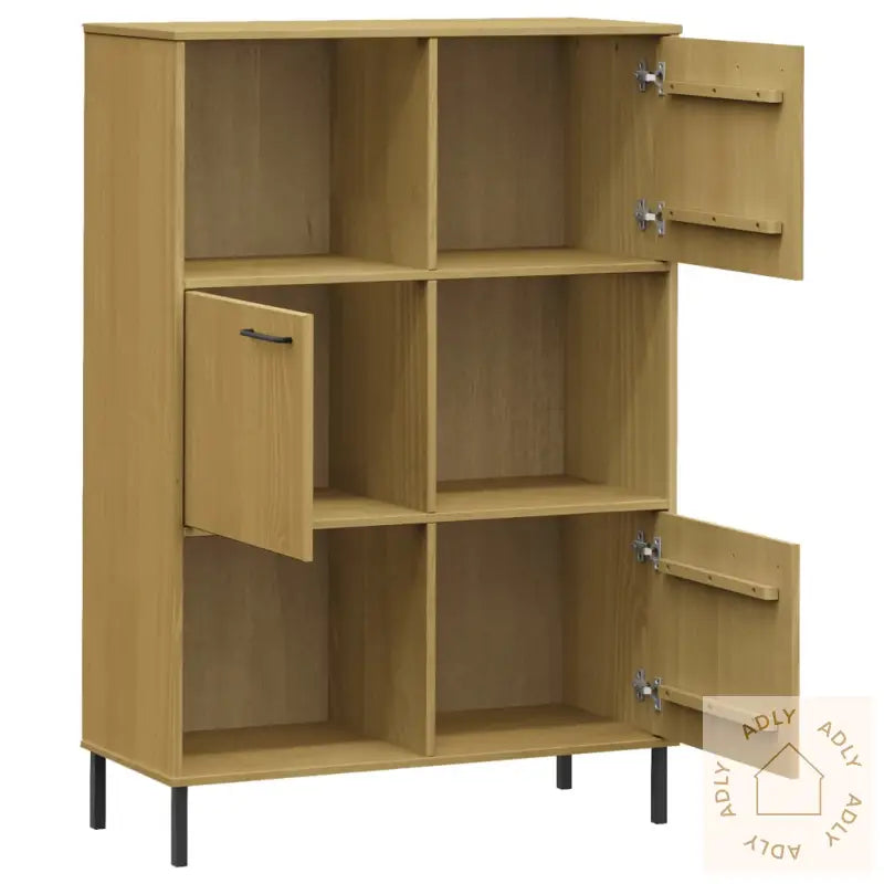 Bokhylle Med Metallben Brun 90X35X128,5 Cm Heltre Oslo
