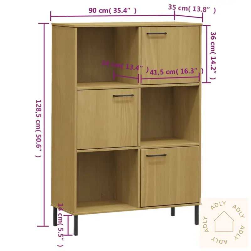 Bokhylle Med Metallben Brun 90X35X128,5 Cm Heltre Oslo