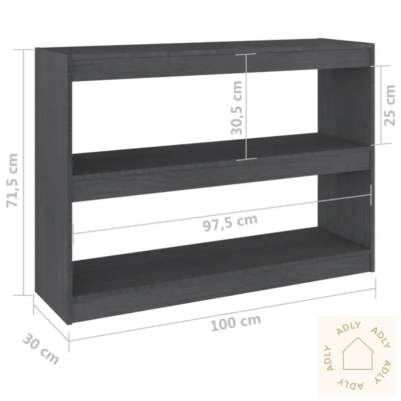 Bokhylle/Romdeler Grå 100X30X71,5 Cm Furu