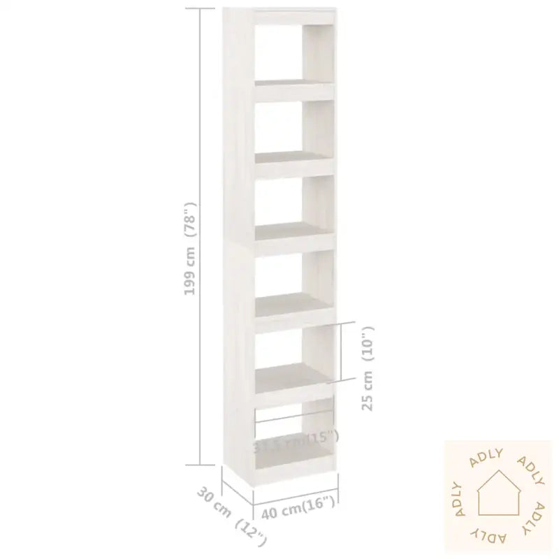 Bokhylle/Romdeler Hvit 40X30X199 Cm Heltre Furu