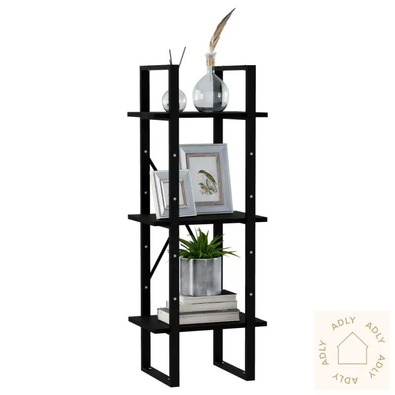 Bokhylle 3 Nivåer Svart 40X30X105 Cm Heltre Furu