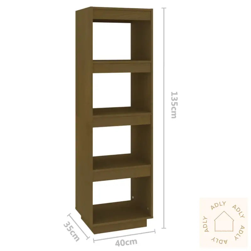 Bokhylle/Romdeler Honningbrun 40X35X135 Cm Heltre Furu