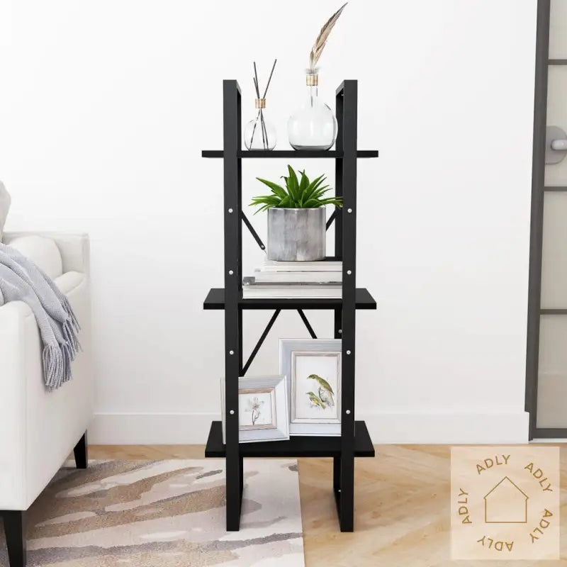Bokhylle 3 Nivåer Svart 40X30X105 Cm Heltre Furu